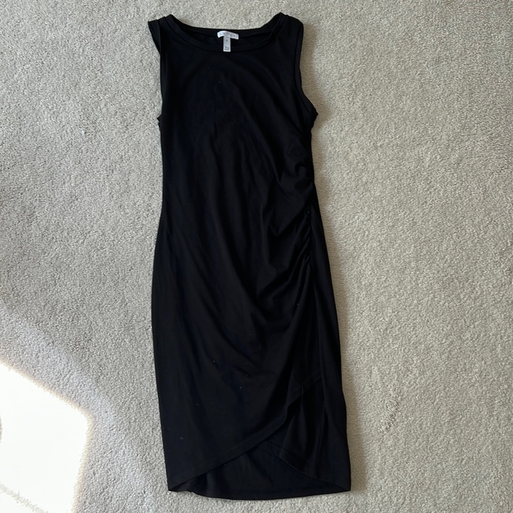 Leith black ruched sleeveless medium dress